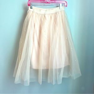 Champagne Tulle Beaded Women's Medium Midi Skirt